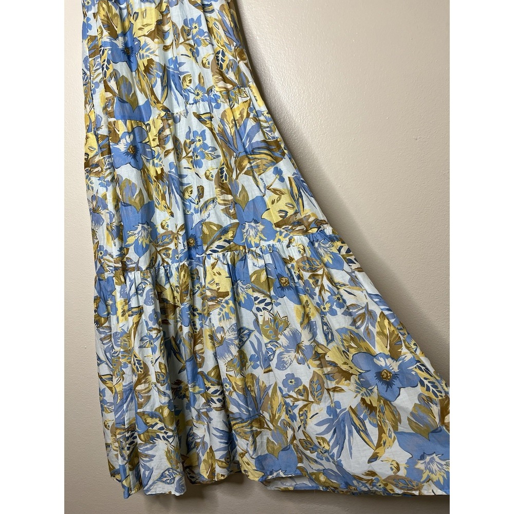 faherty dress Maxi Chaser floral Blue Boho Cottage Beach XS Tiered Boho Silk - Picture 12 of 12